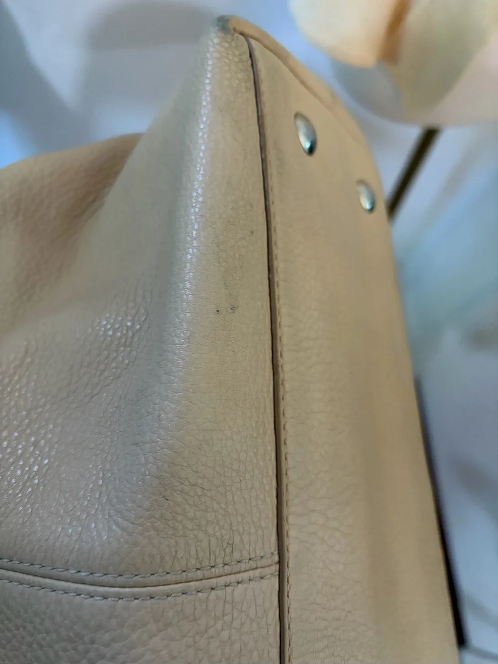 Vintage Coach Penelope Beige Leather Tote Shoulder Bag with Cream School Bag